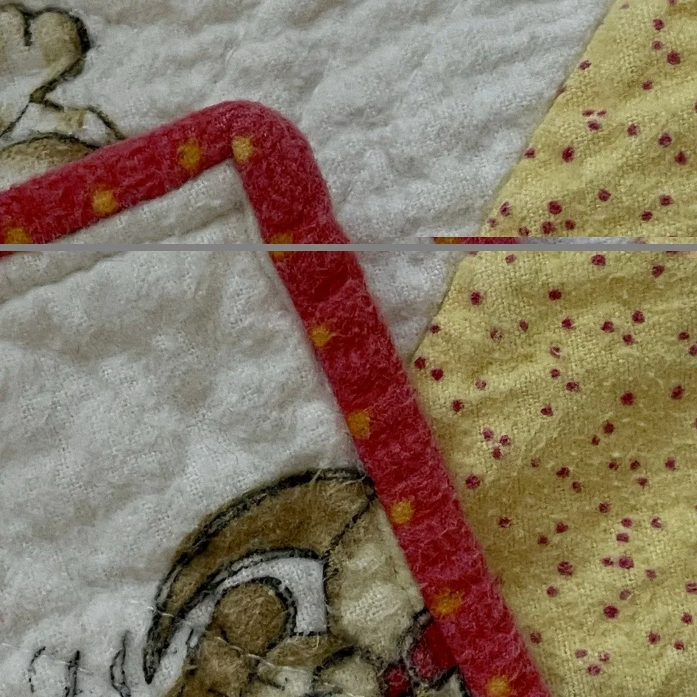 Vintage Flannel Baby Quilt Blanket Handmade Cats Dogs White Yellow Unisex  48x56